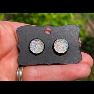 Black Bezel Druzy Earrings